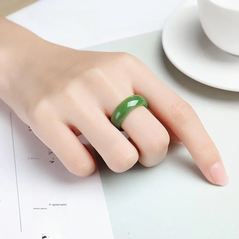 MY WORLD BEGINS AND ENDS WITH YOU Hetian Jade Rings Jasper Unisex-1