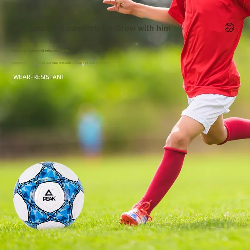 PEAK Size 4 Soccer PVC Machine Stitched Soccer Ball Unisex Blue White-4