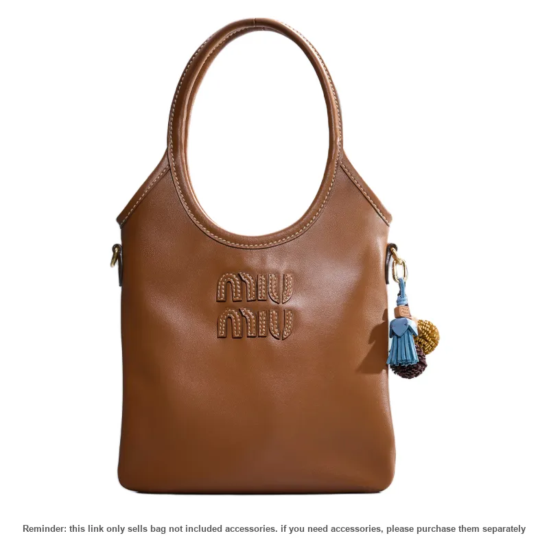 MIU MIU Ivy Leather Shoulder Bag, Crossbody Bag, Handbag Regular Women's Cognac-5