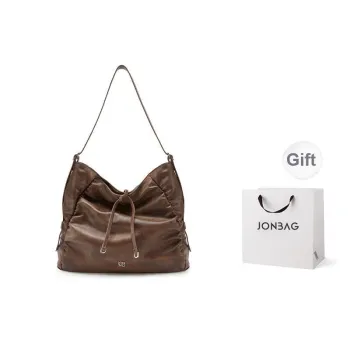 JONBAG Synthetic Leather Tote Bag, Shoulder Bag Large Size Women's Polished Brown