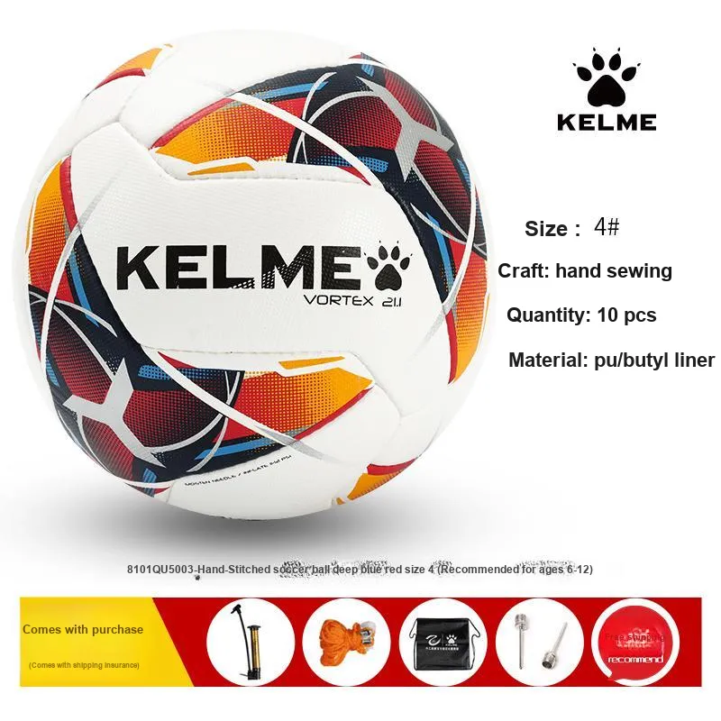 KELME Size 45 Soccer PU Hand Stitched Soccer Ball Unisex Dark Blue Red-2