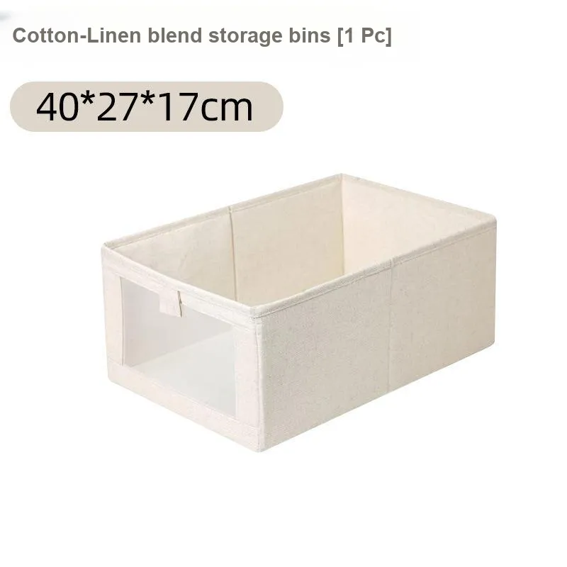 Yan Family Home Cotton Linen Blend Foldable Washed Pants Underwear Drawer Wardrobe Set-1