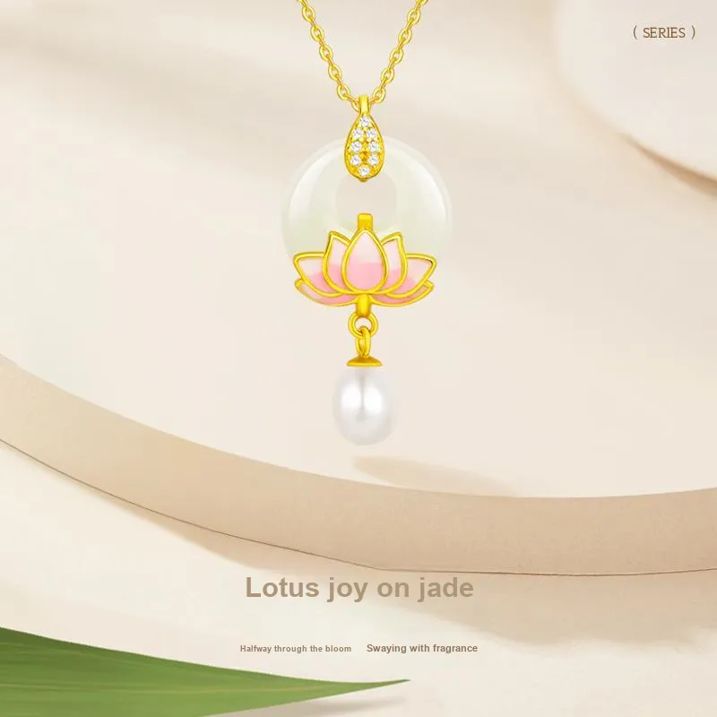 JINLIUFUJIXIANG Hetian Jade Necklaces White Jade/Pale Greenish White Jade Women's-1