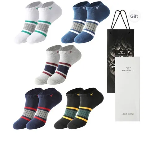 SEPTWOLVES Ankle Socks Men's 5-Pack Gift Box Set