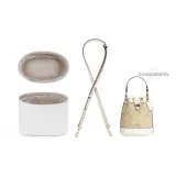 Trumpet Bucket Bag Ecru 1.1cm Width Litchi Grain Gold Buckle Adjustable 90-120cm+DuPont Paper Liner