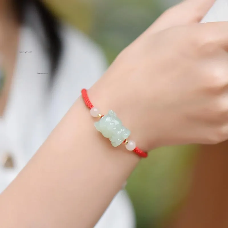 KUNYUYAO Hetian Jade Bracelets Pale Greenish White Jade Unisex-38