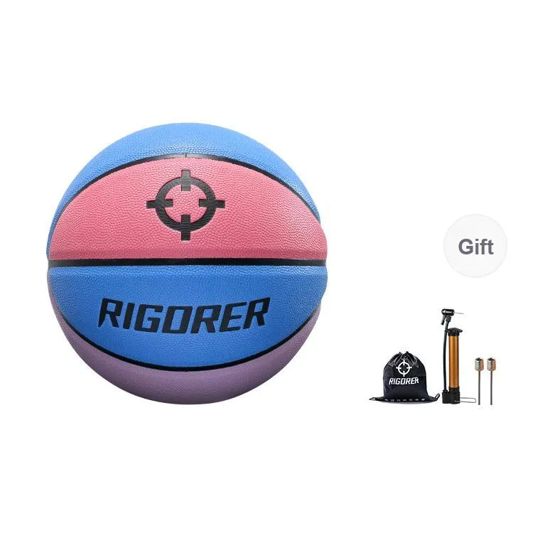 RIGORER PU Basketball Pink Blue Gray Size 7 Training Unisex-1