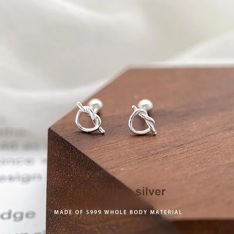 Happy Tide S999 Fine Silver Stud Earrings Women's-4