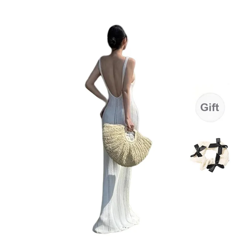 TORIGHT Slip Dress Women's White Comes With Bowknot Hair Tie-1