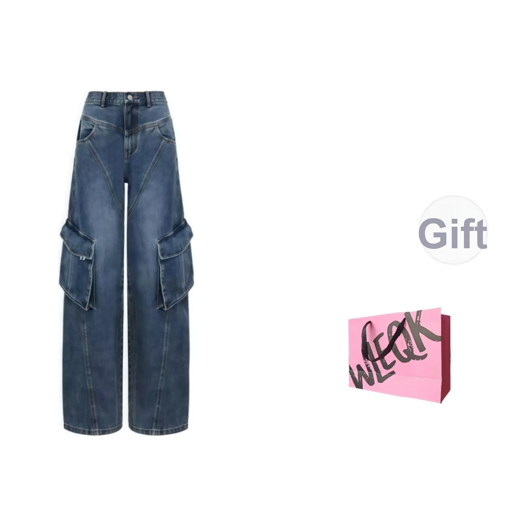 WLEQK Темно-синий женский джинсы