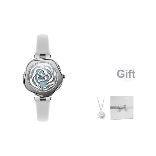 CIGA Design R Collection Розовый Стиль Кварцевый Механизм Часы с Естественным Кожаным Ремешком Женские Часы Серебристый Циферблат