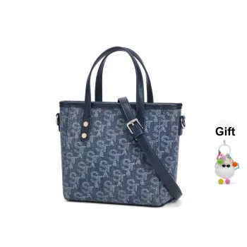 ST&SAT Fabric, Synthetic Leather Crossbody One Shoulder Handbag Regular Women's Blue