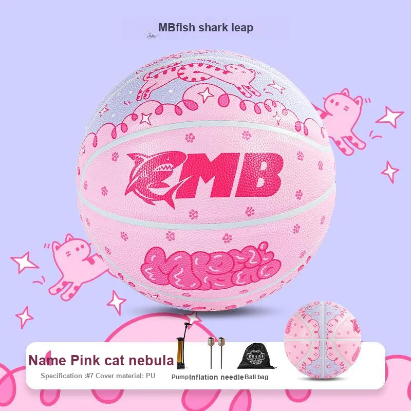 MBFISH PU Basketball Pink Cat Nebula Size 7 Ball Training Unisex-4