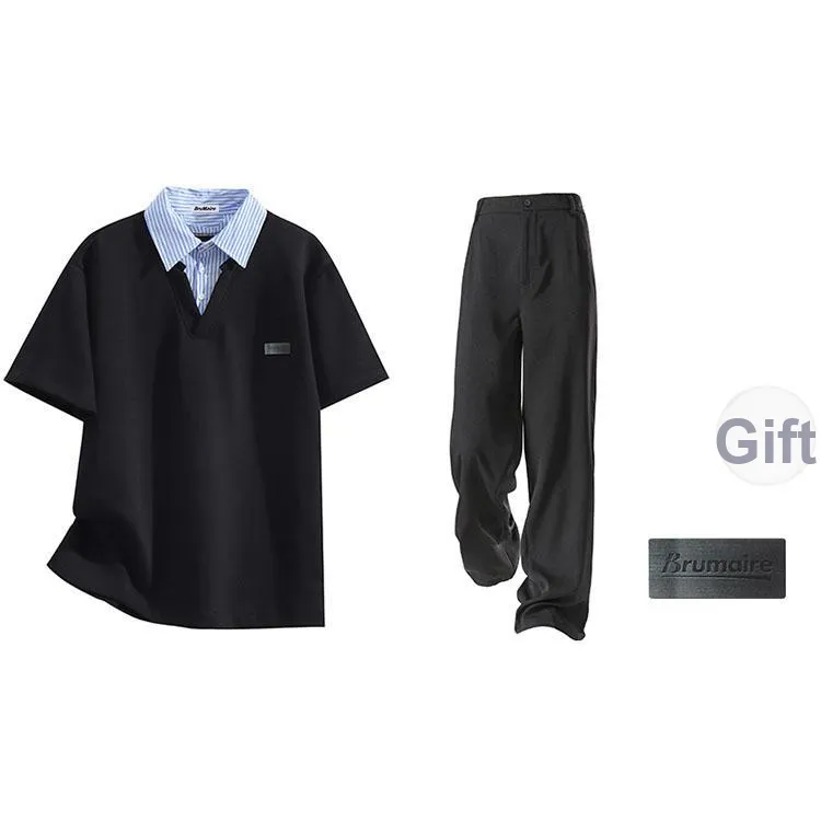 BRUMAIRE Polo Shirt Unisex Black Comes With Brooch-4