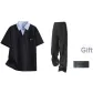 Black Short-Sleeved Shirt+Black Pants (Comes with Brooch)