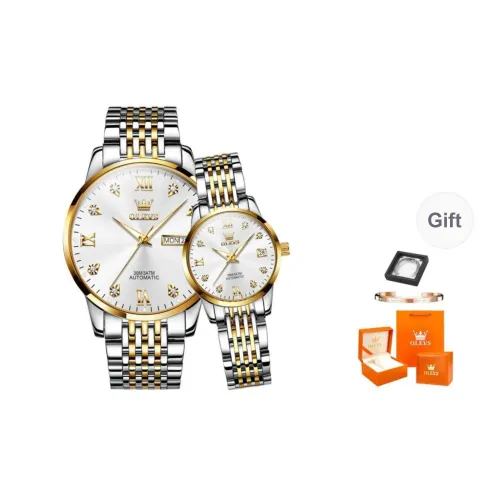 OLEVS Mechanical Movement Leather Watch Bands Watch Mens Watches Blue Dial
