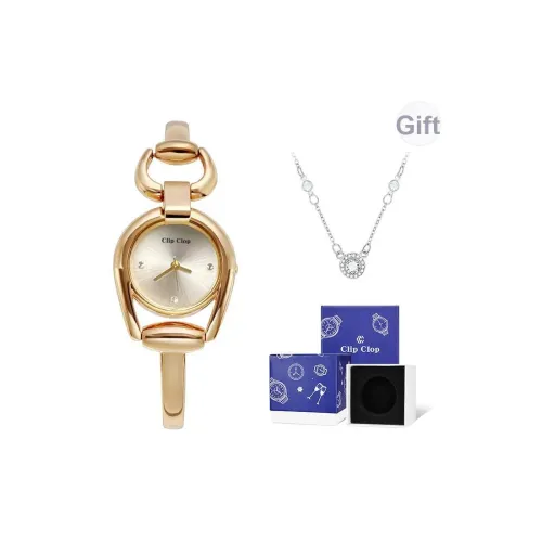 Clip Clop Кварцевый механизм ремешок из нержавеющей стали женские часы белый циферблат