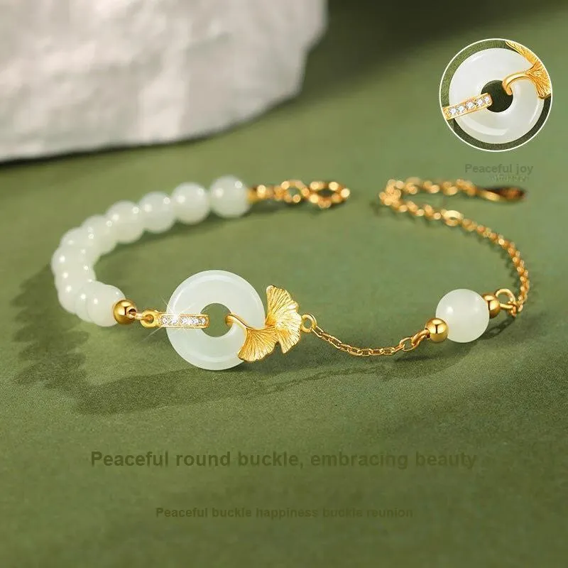 XIBAOCHUNHUA Hetian Jade Bracelets Pale Greenish White Jade Unisex-3