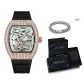 Rose Case White Dial Silicone Strap[Comes with Cuban Bracelet]