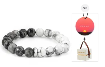 SIMPLE JOYS Bracelets Unisex Map Stone White Turquoise Stretchable Minimalist Style New Chinese Trend
