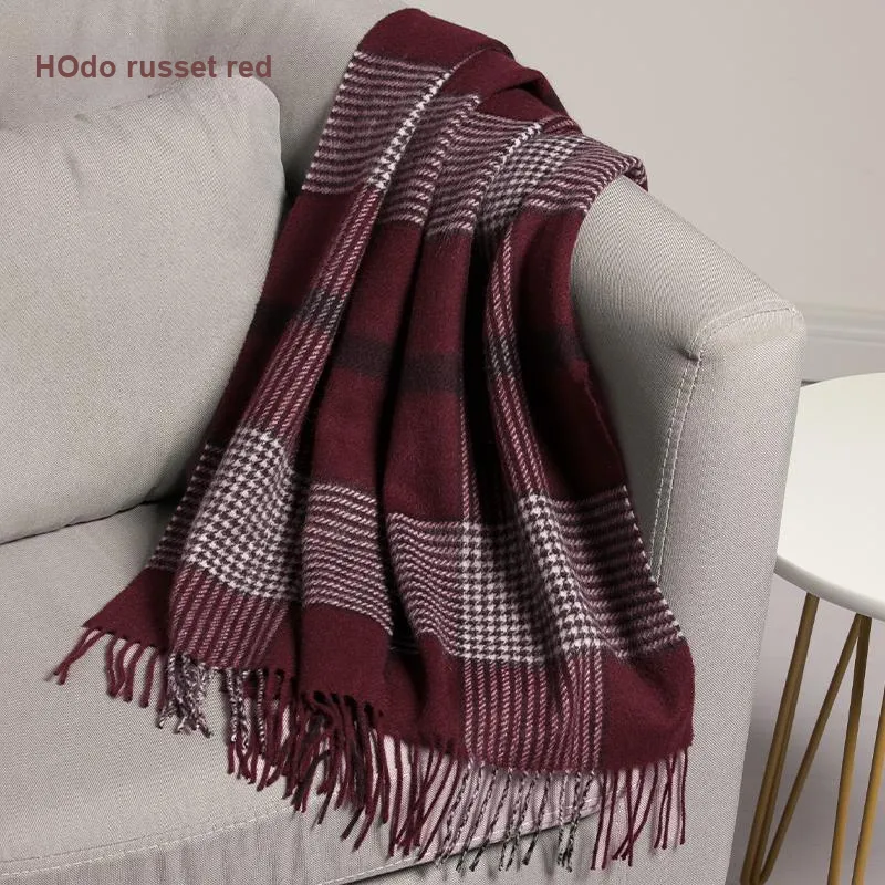 Red Bean Wool Knit Scarves Men's-11