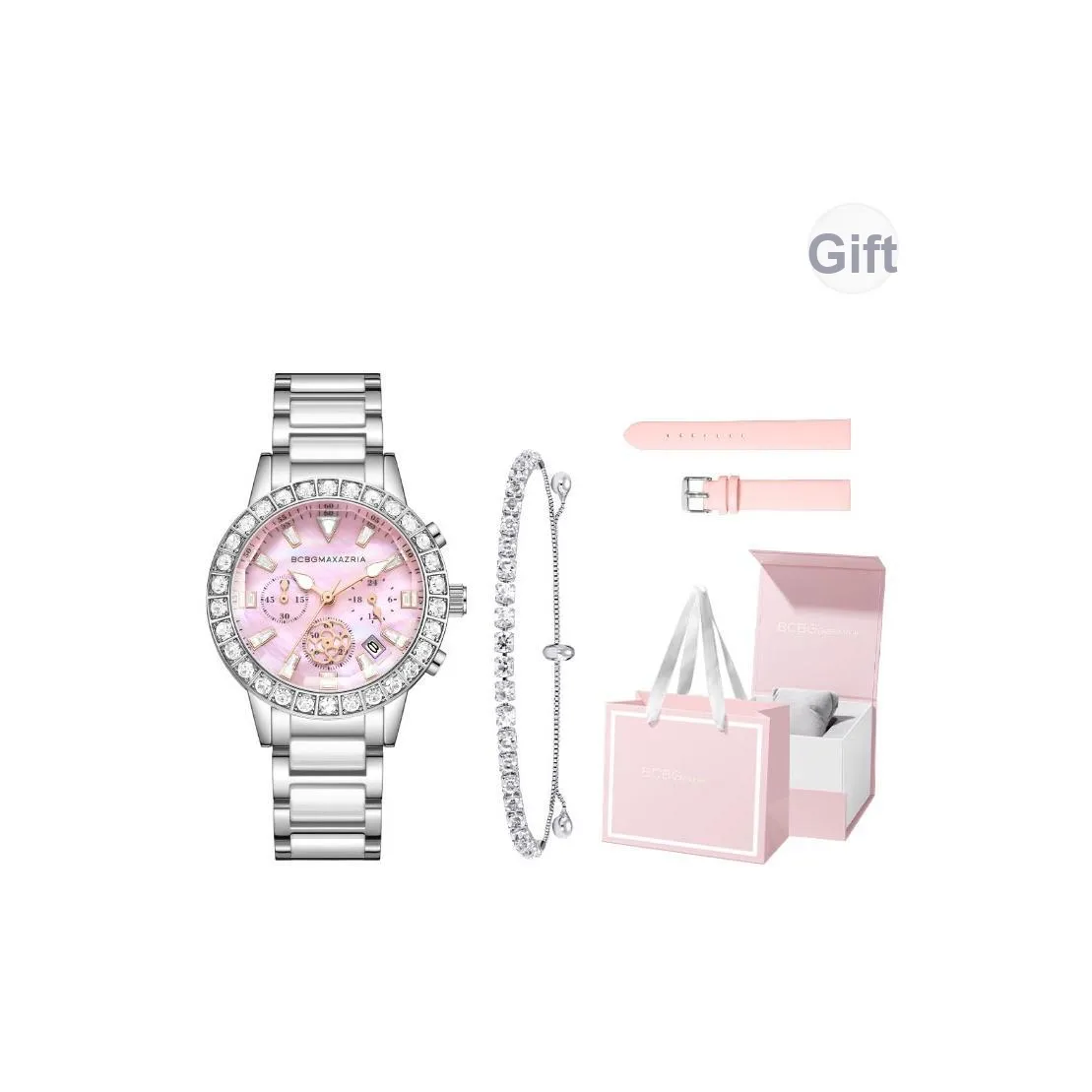 BCBGMAXAZRIA Dreamy Goddess Collection Балет Розовый Кварцевые Механические Часы Стальной Ремешок