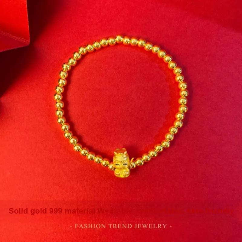 Love Samantabhadra Light Bead Samantabhadra Light Bead # Good Luck 999 Solid Gold Fixed Price Gold Bracelet Women's-6