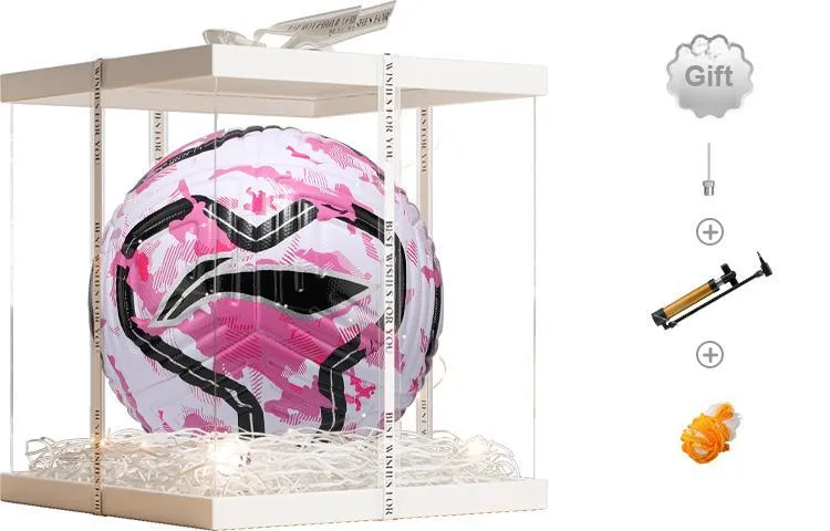 LiNing Size 5 Soccer TPU Machine Stitched Soccer Ball Unisex Rose Red-18