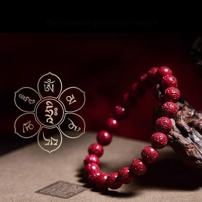 WUMZK Reconstructed Cinnabar Bracelets Unisex-1