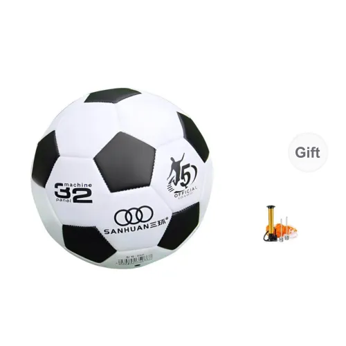 THREEHUAN Size 5 Soccer PVC Seamless Thermal bonding Unisex Black White