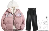 Set (Розовый топ + Черно-серые брюки) (Включает ожерелье)