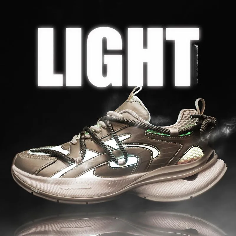 KANGLONG Cushioning, Slip Resistant, Abrasion Resistant, Breathable, Balance, Height Increasing Chunky Sneakers Men's-9