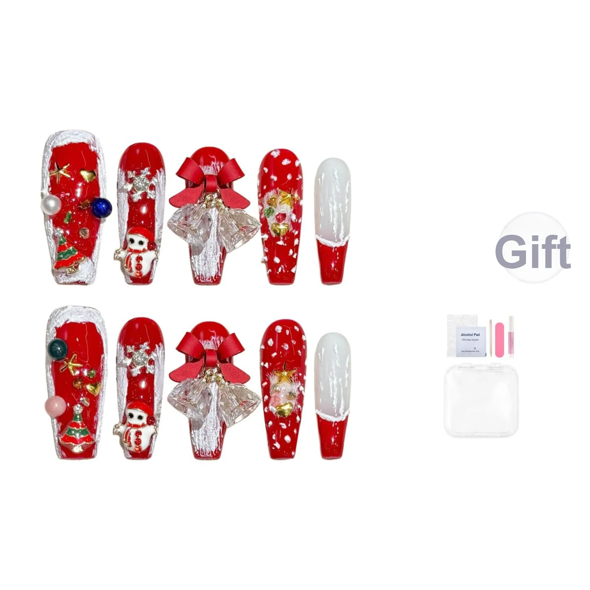 Yun Yue Joe Рождество Ночь Милый Pearl Santa Claus Съемный Premium Ambient False Nail Rectangular 30MM
