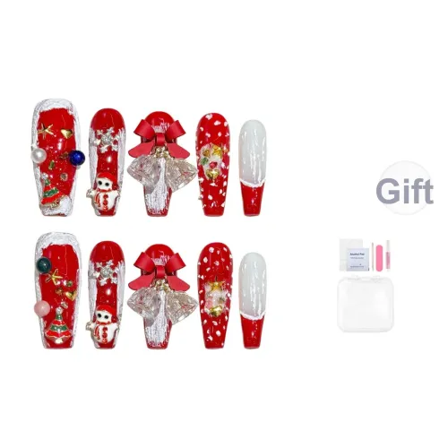 Yun Yue Joe Рождество Ночь Милый Pearl Santa Claus Съемный Premium Ambient False Nail Rectangular 30MM