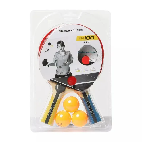 DECATHLON Caver Hunter Beige Tops Unisex Shakehand Grip Two Paddles Three Balls