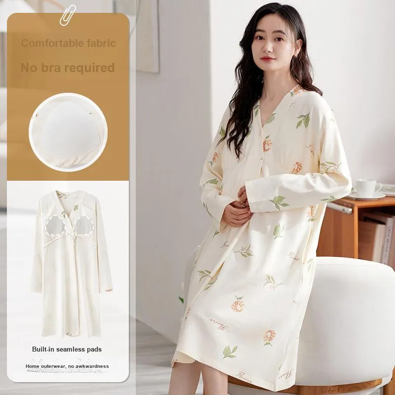 XIAFENYAN Nightgown Women's Apricot-1