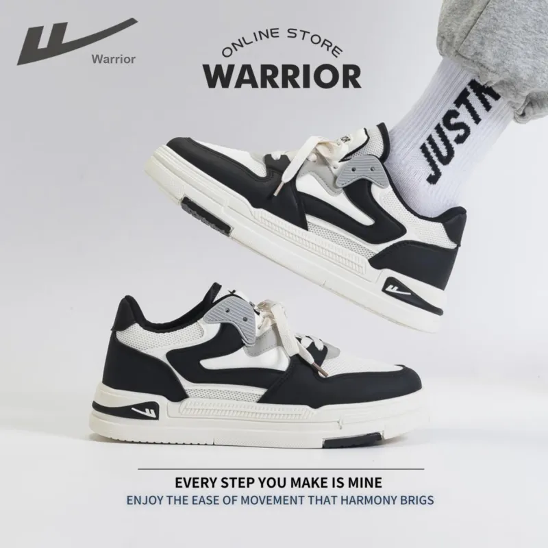 Warrior Low Top Skateboard Shoes Unisex Black White-8