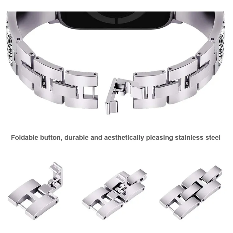 CHRROTA Compatible Apple Watch Series 10 Strap Fashion Full Diamond Metal Watch Band For IWatch 8-1 Generation Strap-1