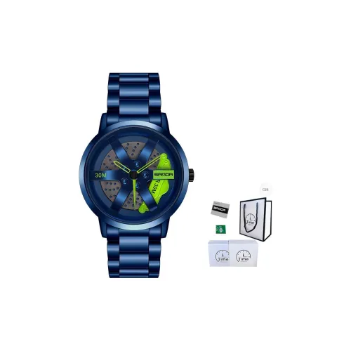 Sanda Wheel Collection Кварцевый механизм Стальной ремешок Часы Мужские Черный циферблат