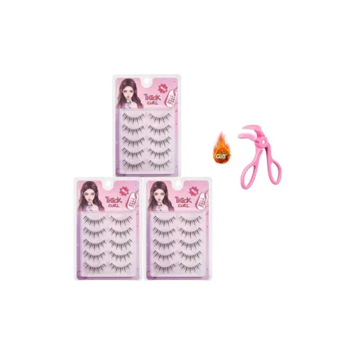 BQI [THREE Boxes Включено Накладные ресницы + Eyelash Curler] One Piece Подсолнух Прозрачный STEM Накладные ресницы