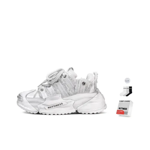 NUTTINESS Оригинальный дизайн Пыль Коллекция Устойчивые к истиранию Низкие Кроссовки с Толстой Подошвой Унисекс Белые