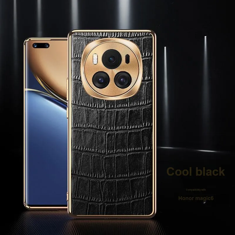 Mivana Leather Material Electroplated Genuine Leather Crocodile Pattern Phone Case Compatible With 'Magic6 Pro/Magic6'-2