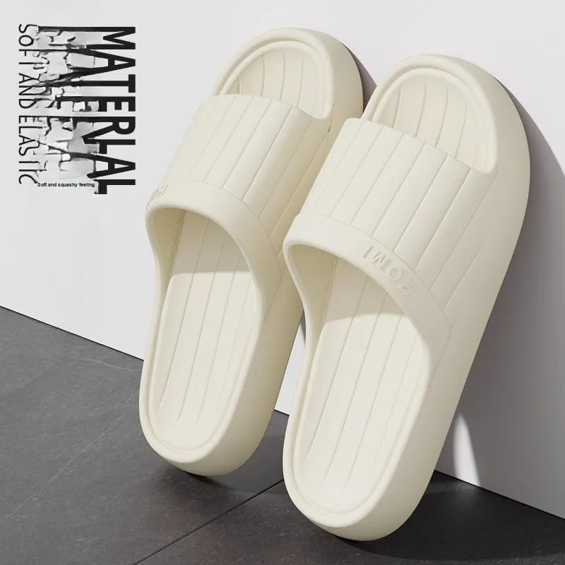 Foot Recreation Minimalist Style Vertical Stripes Letter Comfortable Quiet Slip Resistant Slippers Home Slippers Unisex-8
