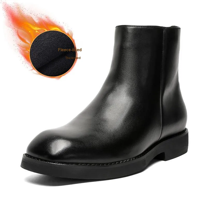 MODENGPAN Ankle Boots 3cm Men's Black-5