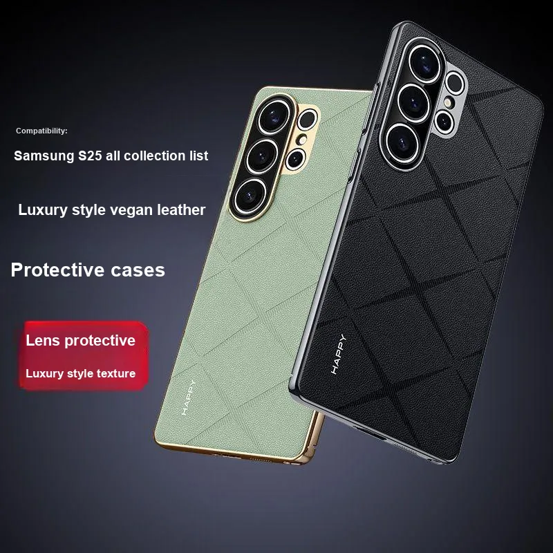 YINZHESHAN Vegan Leather Material Anti Fingerprint Sticker Phone Cases Compatibility With Samsung S24 Business Formal-2