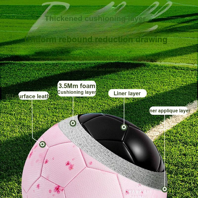 WADE Size 5 Soccer PU Seamless Thermal bonding Women's Pink Cherry Blossom Mix-3