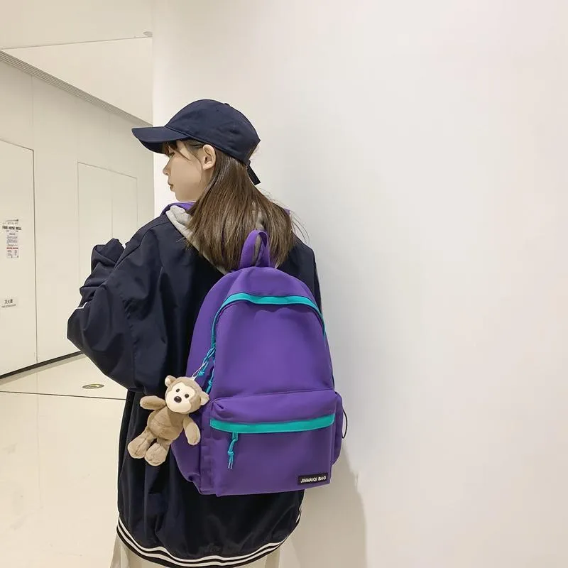 WICKBUEN Nylon Backpack Unisex White/Black/Purple/Green-8