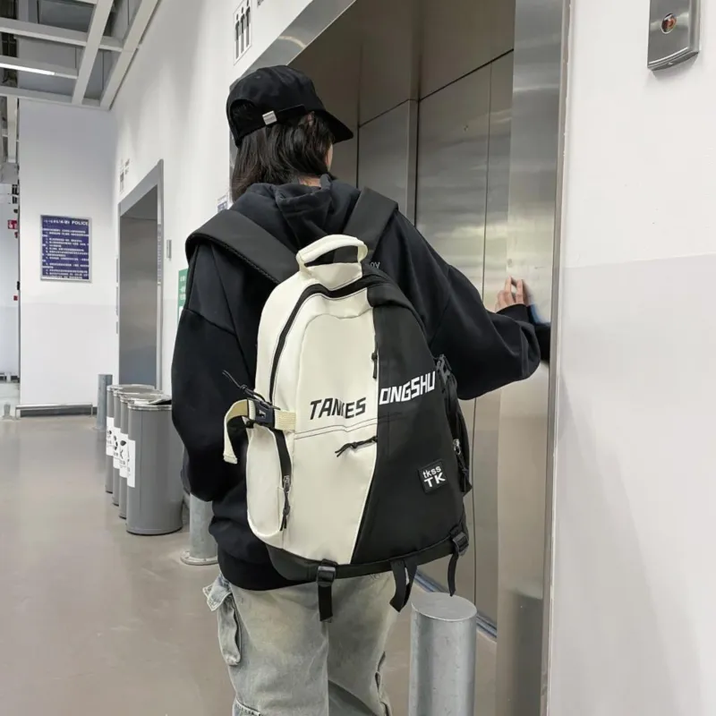 URBAN FOREST Nylon Backpack Unisex White/Red/Green/Blue-6