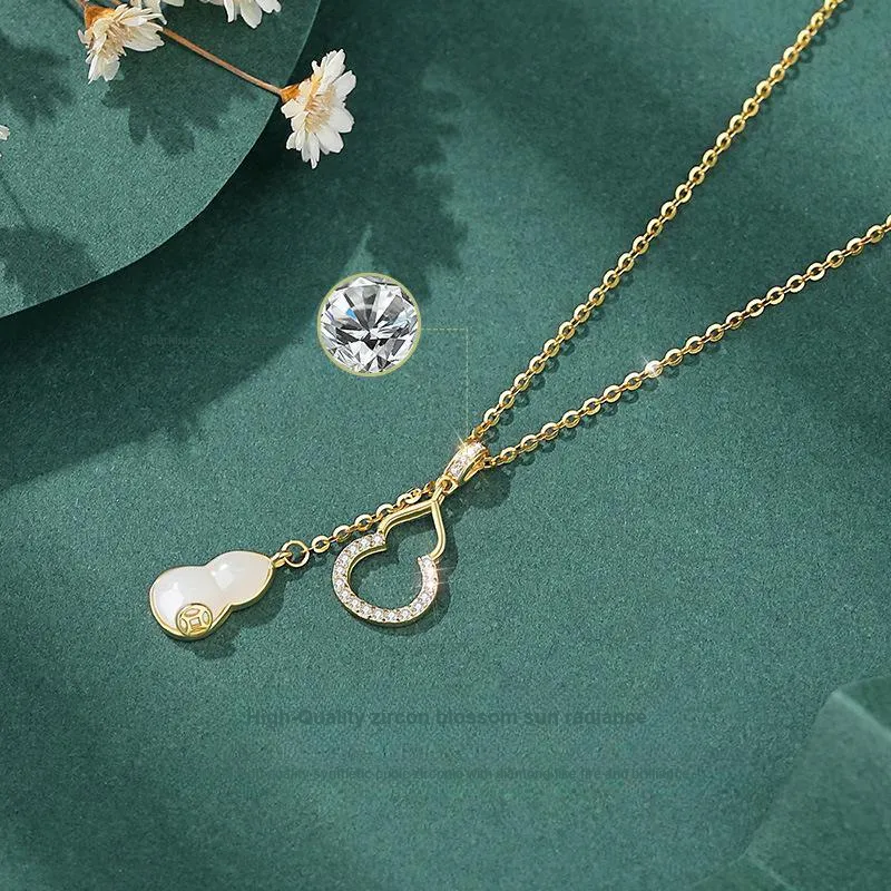 Andaozi Hetian Jade Necklaces Pale Greenish White Jade Women's-3
