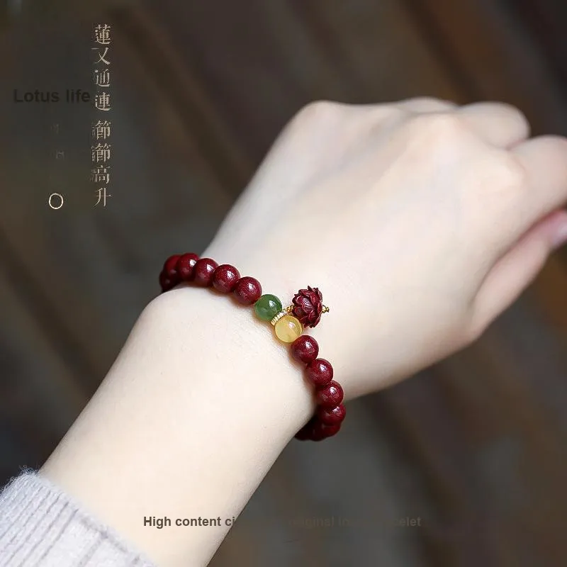 WUMZK Reconstructed Cinnabar Bracelets Unisex-2